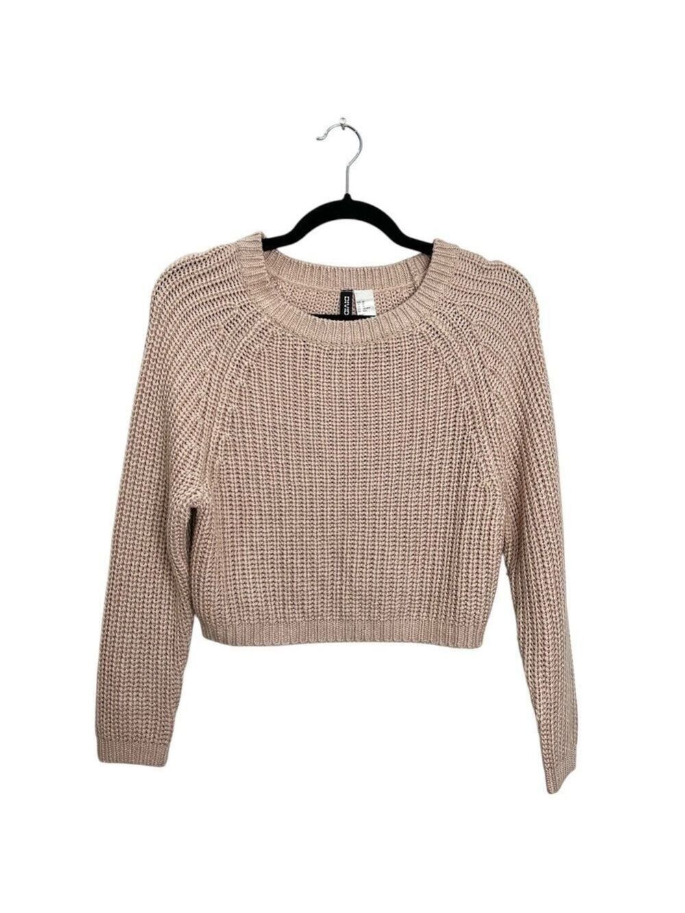 Divided blush pink cropped 3/4 raglan length sleeve sweater XS